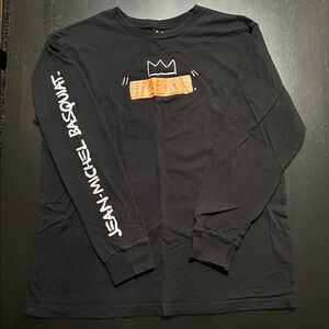 Black Long Sleeve Jean-Michel Basquiat Shirt with Graphic Print “Empire”